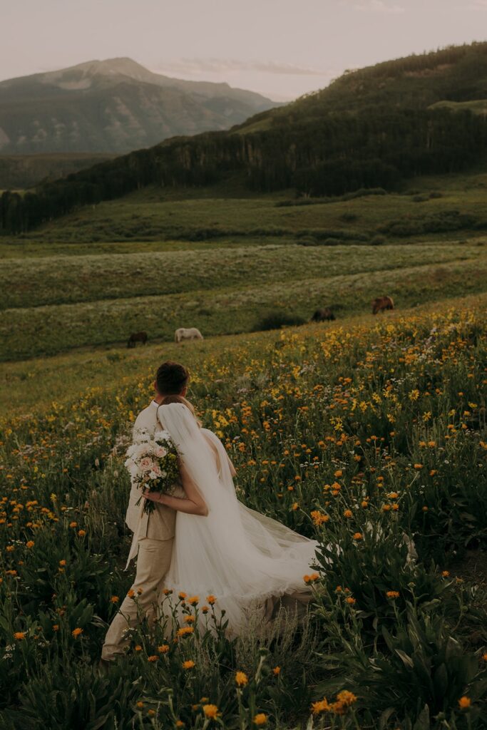 Snodgrass Trailhead elopement with wildflowers